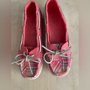 Croft & Barrow women’s Boat Shoes Pink Plaid Canvas Size 8